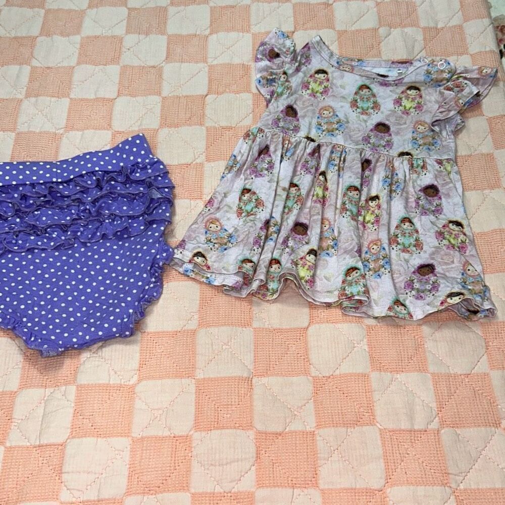 Posh peanut bummie ruffle set sz 18/24 nesting doll